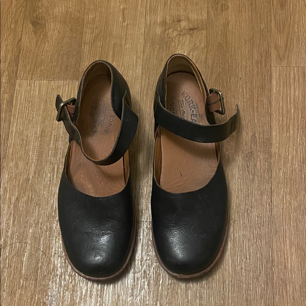 Women's Kork Ease Bellota Black Leather Mary Jane Shoes